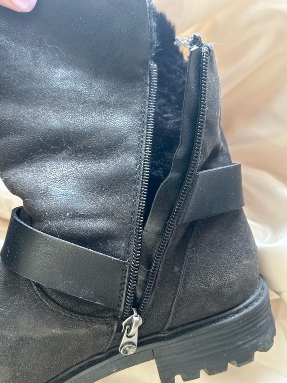 Black Faux Fur Lined Boots - Picture 4 of 5